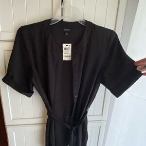 Alfani Black Button-Down Tunic Top